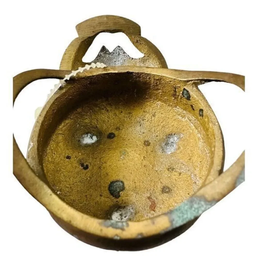 Chinese Signed Solid Brass Metal Stamped China Three‎ Legged Incense Censer Bowl